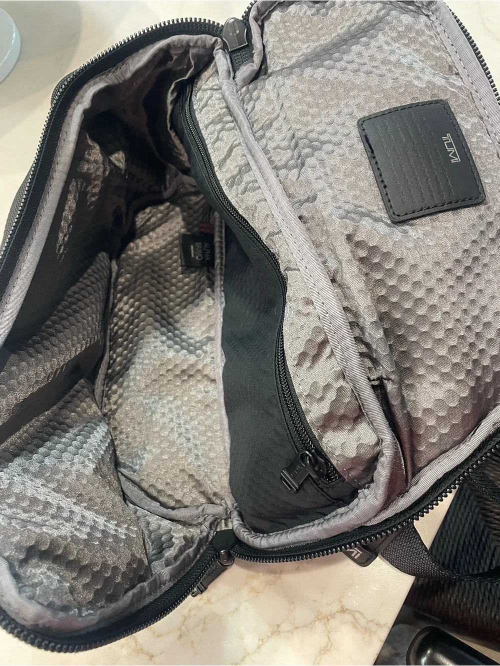 Tumi Black Leather-Front Men's Belt Bag